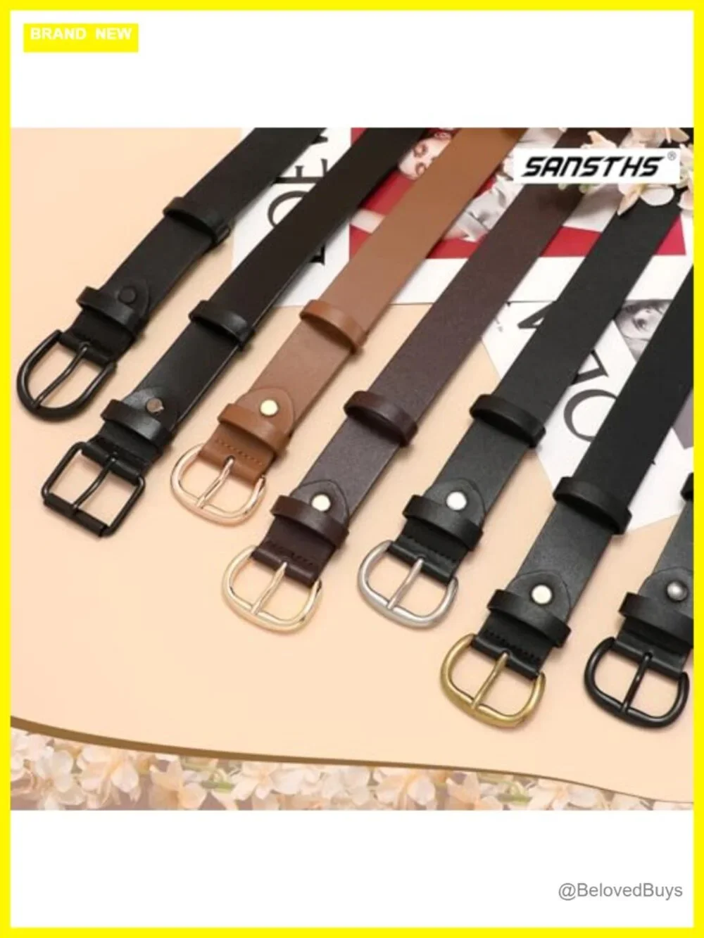 Faux Leather Belt for Women with Vintage Metal Buckle for Jeans Dresses